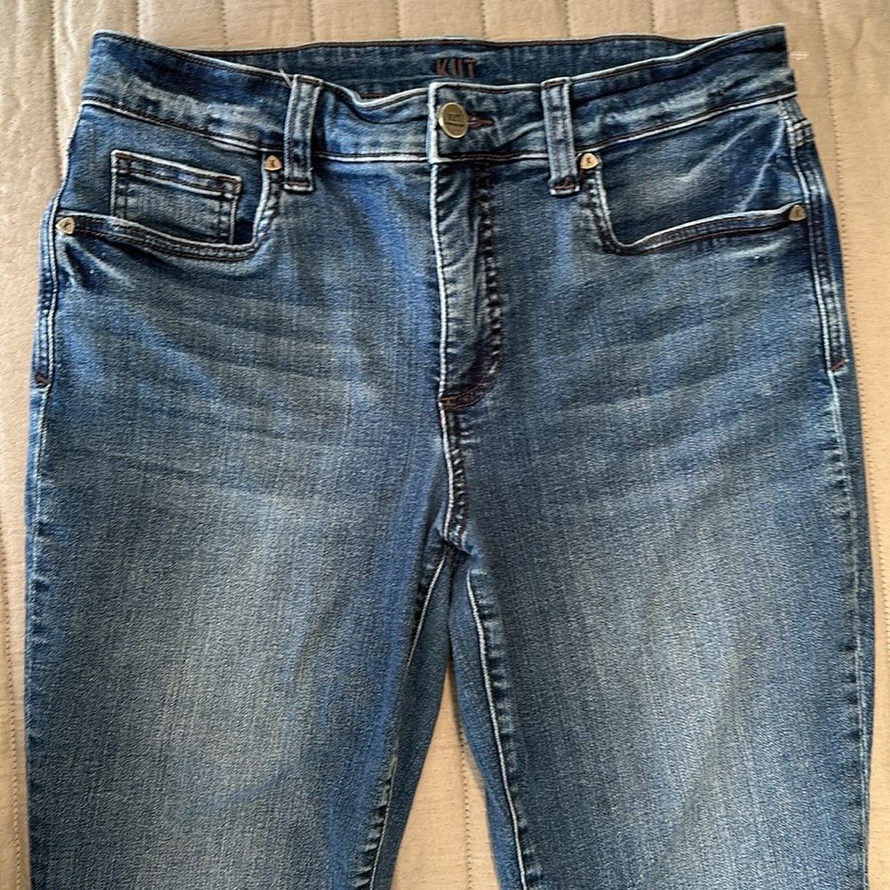 Kut from the Kloth Women's High Rise Flared Jeans - Blue Denim - Picture 2 of 13
